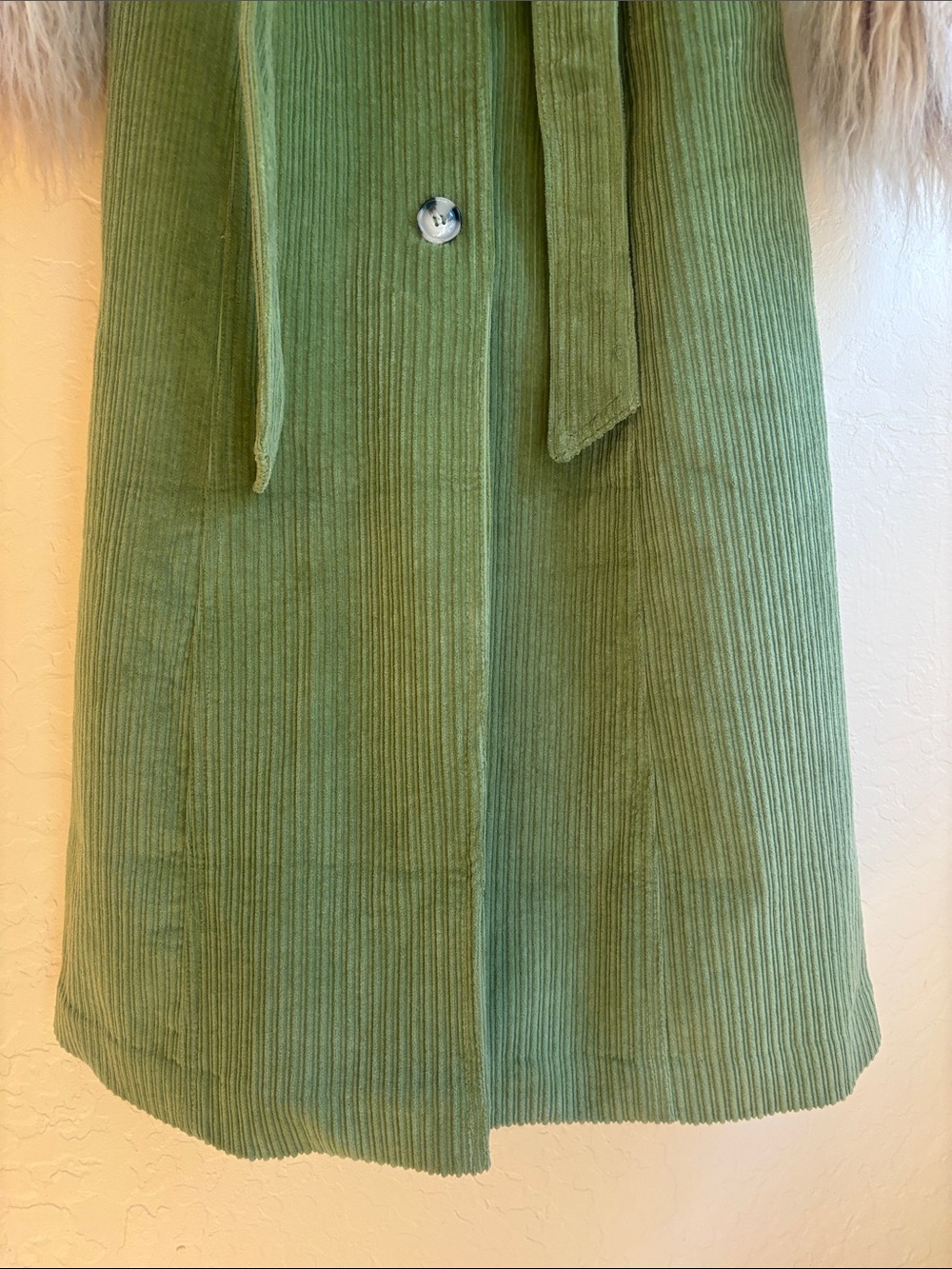 Urban Outfitters Tasha Coat Corduroy Faux Fur Trim Belted Jacket Boho Penny Lane - Picture 3 of 9